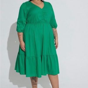 NWT - Torrid Midi Poplin Tiered Dress Size 3